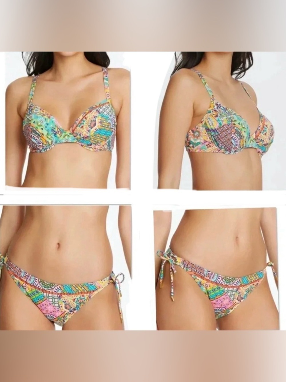 Bleu Rod Beattie Seriously Sunny Tie Side Bikini Top Size 34D and Bottom Size 10
